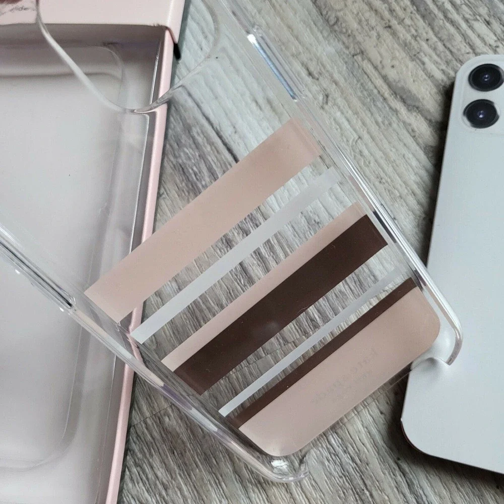 Kate Spade New York Clear Pink Gold Stripe Shell Case Apple iPhone 11 PRO
